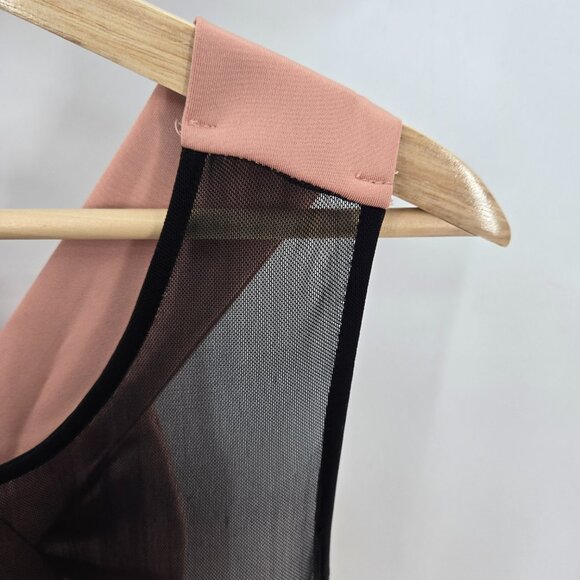 Blush Pink Black Mesh Bow Back Mini Dress Size Medium - Picture 3 of 9